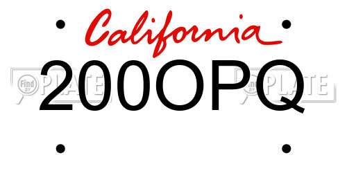 200OPQ California License Plate