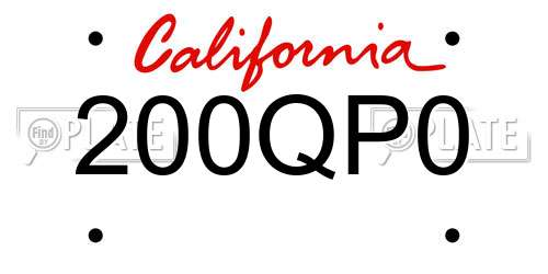 200QP0 California License Plate