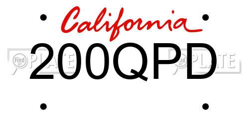 200QPD California License Plate