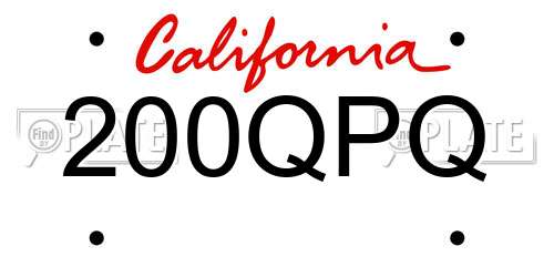 200QPQ California License Plate