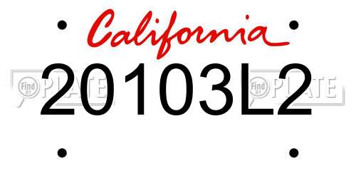20103L2 California License Plate