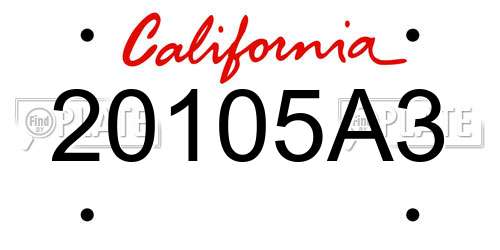 20105A3 California License Plate