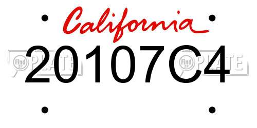 20107C4 California License Plate