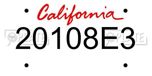 20108E3 California License Plate
