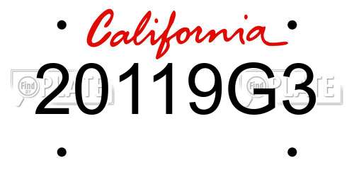 20119G3 California License Plate