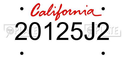 20125J2 California License Plate