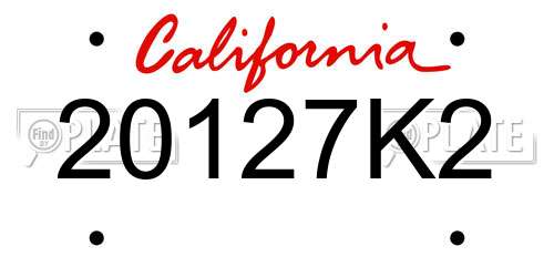 20127K2 California License Plate