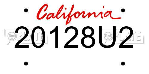 20128U2 California License Plate