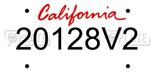 20128V2 California License Plate