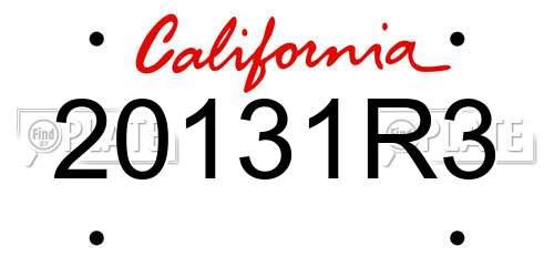 20131R3 California License Plate