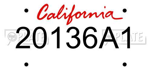 20136A1 California License Plate