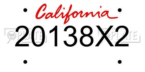 20138X2 California License Plate