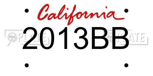 2013BB California License Plate