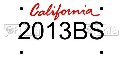 2013BS California License Plate