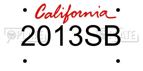 2013SB California License Plate