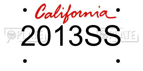 2013SS California License Plate