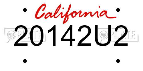 20142U2 California License Plate