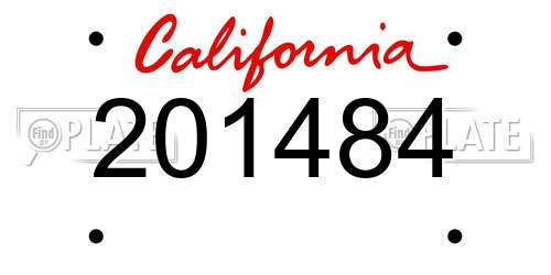 201484 California License Plate