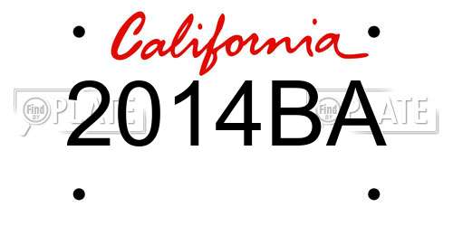 2014BA California License Plate
