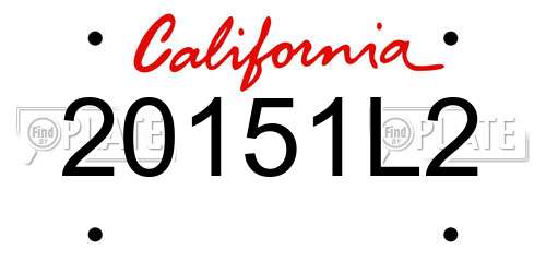 20151L2 California License Plate