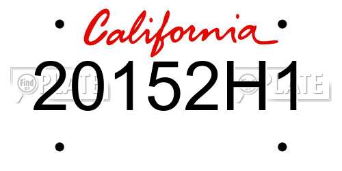 20152H1 California License Plate