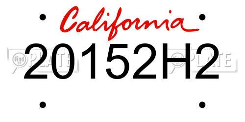 20152H2 California License Plate