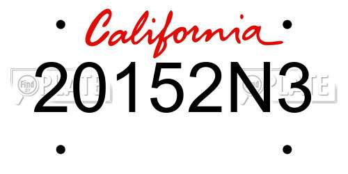 20152N3 California License Plate