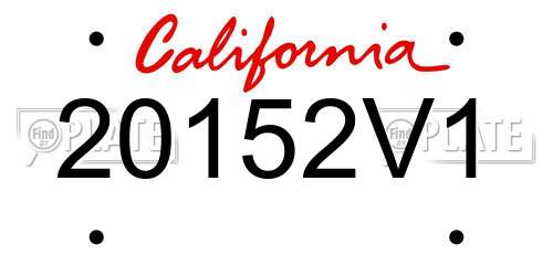 20152V1 California License Plate