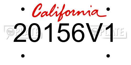 20156V1 California License Plate