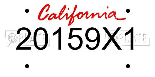 20159X1 California License Plate