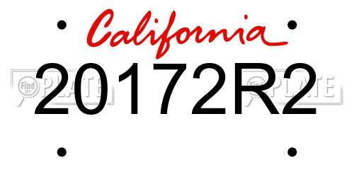 20172R2 California License Plate
