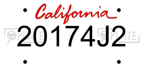 20174J2 California License Plate
