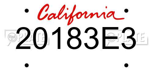 20183E3 California License Plate