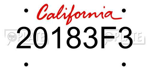 20183F3 California License Plate