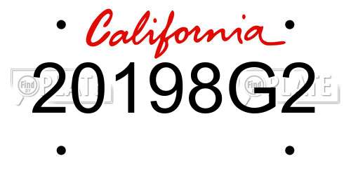 20198G2 California License Plate