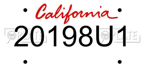 20198U1 California License Plate