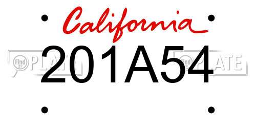 201A54 California License Plate