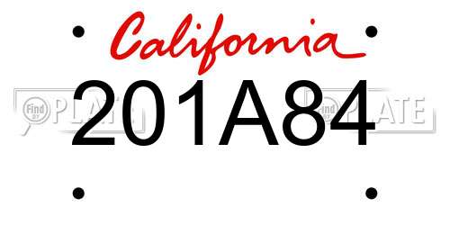 201A84 California License Plate