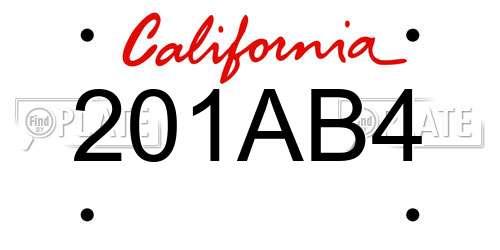 201AB4 California License Plate