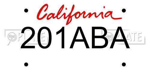 201ABA California License Plate