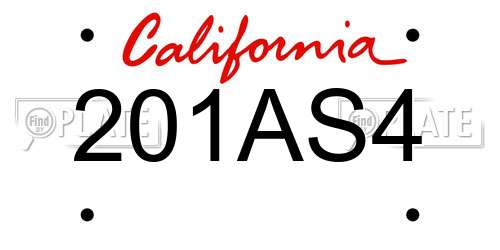201AS4 California License Plate