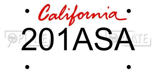 201ASA California License Plate