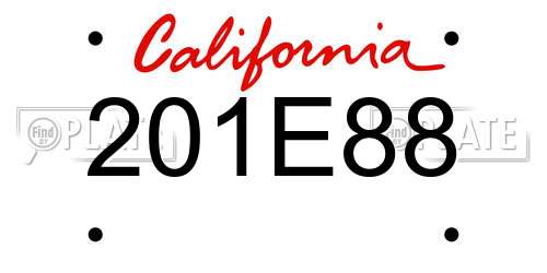 201E88 California License Plate