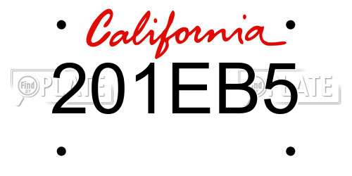201EB5 California License Plate