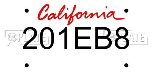 201EB8 California License Plate
