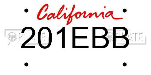 201EBB California License Plate