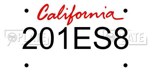 201ES8 California License Plate