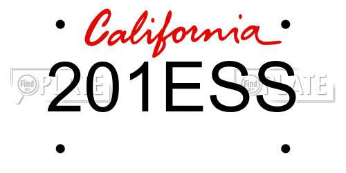 201ESS California License Plate