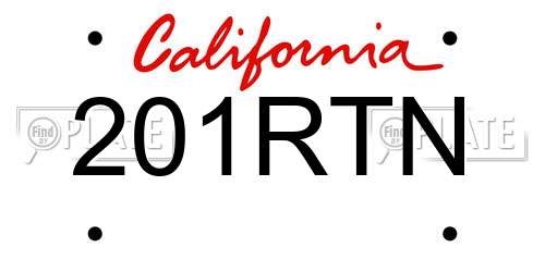 201RTN California License Plate