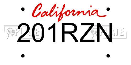 201RZN California License Plate